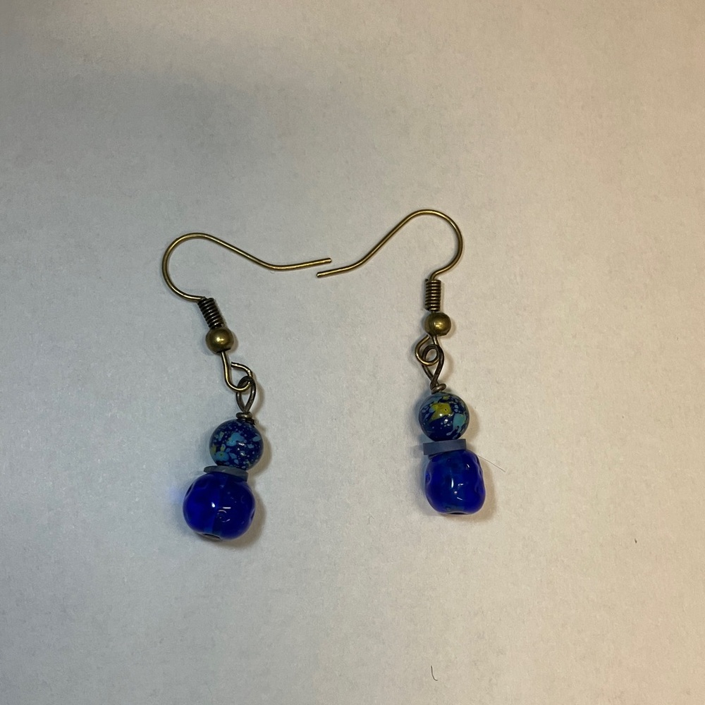 Chic Blue Beaded Earrings